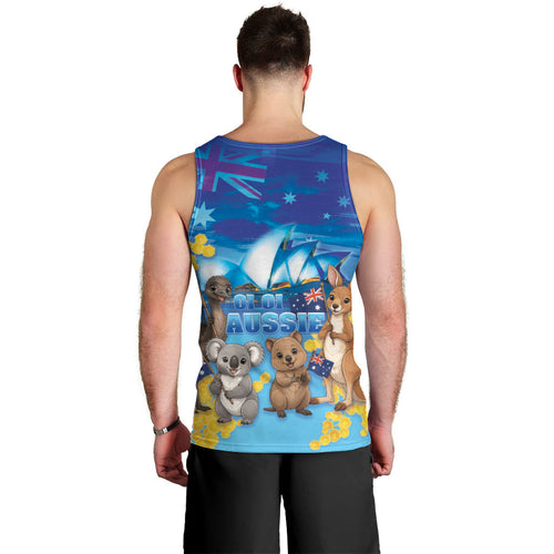 Happy Australia Flag Day Men Tank Top Aussie Animals Grunge Style