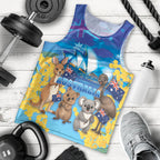 Happy Australia Flag Day Men Tank Top Aussie Animals Grunge Style