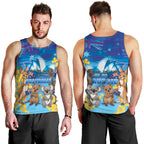 Happy Australia Flag Day Men Tank Top Aussie Animals Grunge Style