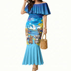 Happy Australia Flag Day Mermaid Dress Aussie Animals Grunge Style