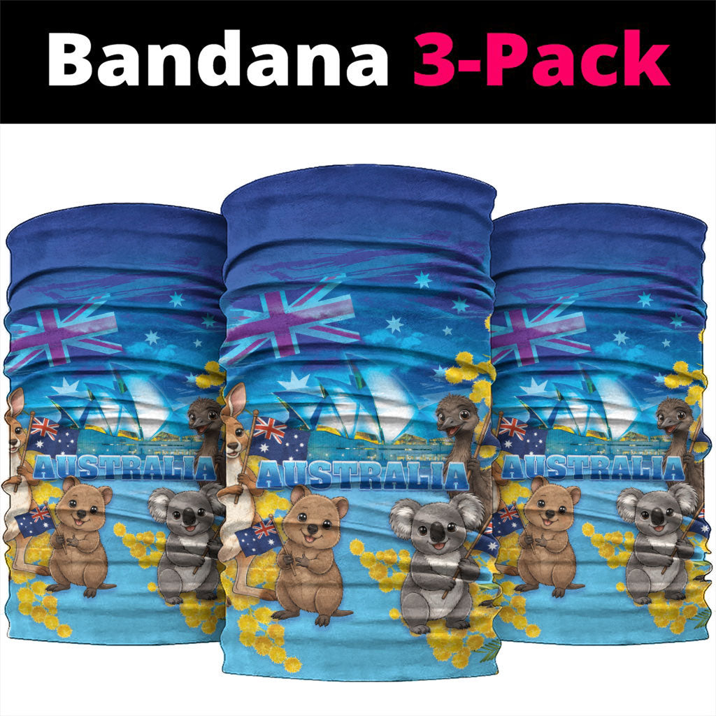 Happy Australia Flag Day Neck Gaiter Aussie Animals Grunge Style