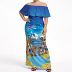 Happy Australia Flag Day Off Shoulder Maxi Dress Aussie Animals Grunge Style