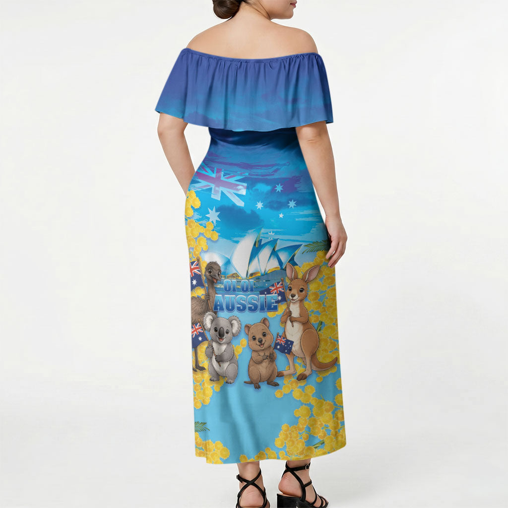 Happy Australia Flag Day Off Shoulder Maxi Dress Aussie Animals Grunge Style