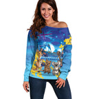 Happy Australia Flag Day Off Shoulder Sweater Aussie Animals Grunge Style