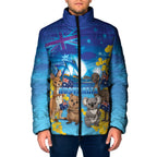 Happy Australia Flag Day Padded Jacket Aussie Animals Grunge Style