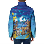 Happy Australia Flag Day Padded Jacket Aussie Animals Grunge Style