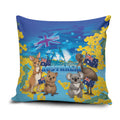 Happy Australia Flag Day Pillow Cover Aussie Animals Grunge Style