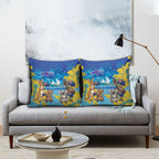Happy Australia Flag Day Pillow Cover Aussie Animals Grunge Style