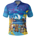 Happy Australia Flag Day Polo Shirt Aussie Animals Grunge Style