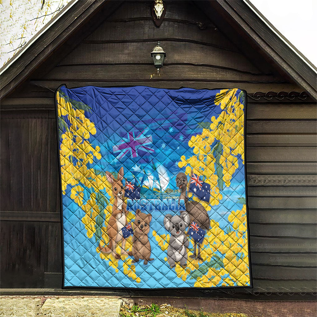 Happy Australia Flag Day Quilt Aussie Animals Grunge Style