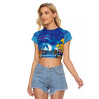 Happy Australia Flag Day Raglan Cropped T Shirt Aussie Animals Grunge Style