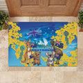 Happy Australia Flag Day Rubber Doormat Aussie Animals Grunge Style