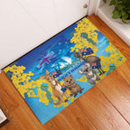 Happy Australia Flag Day Rubber Doormat Aussie Animals Grunge Style
