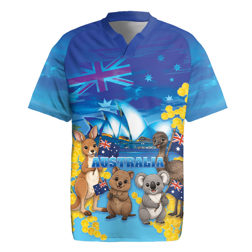 Happy Australia Flag Day Rugby Jersey Aussie Animals Grunge Style