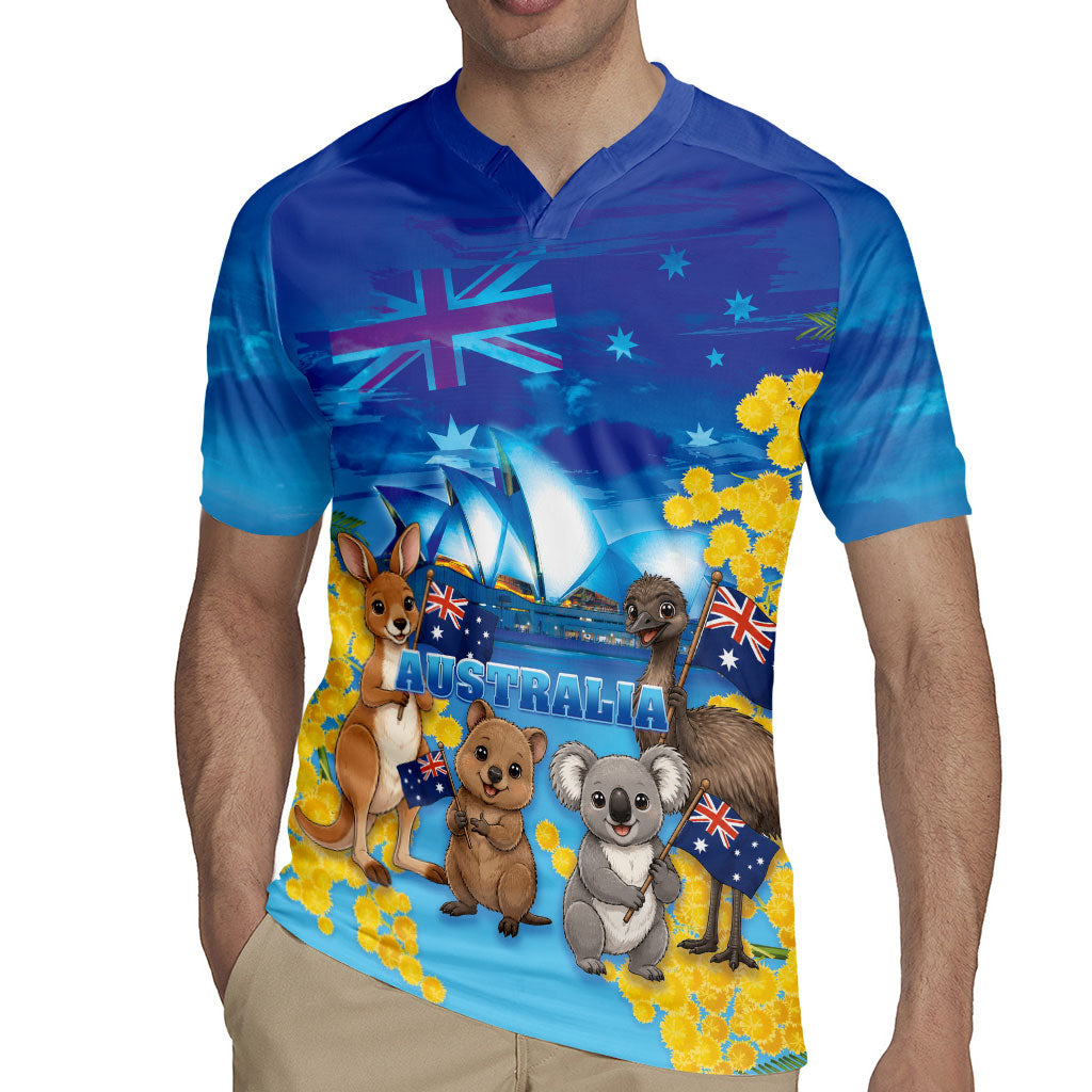 Happy Australia Flag Day Rugby Jersey Aussie Animals Grunge Style