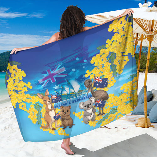 Happy Australia Flag Day Sarong Aussie Animals Grunge Style