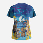 Happy Australia Flag Day Scrub Top Aussie Animals Grunge Style