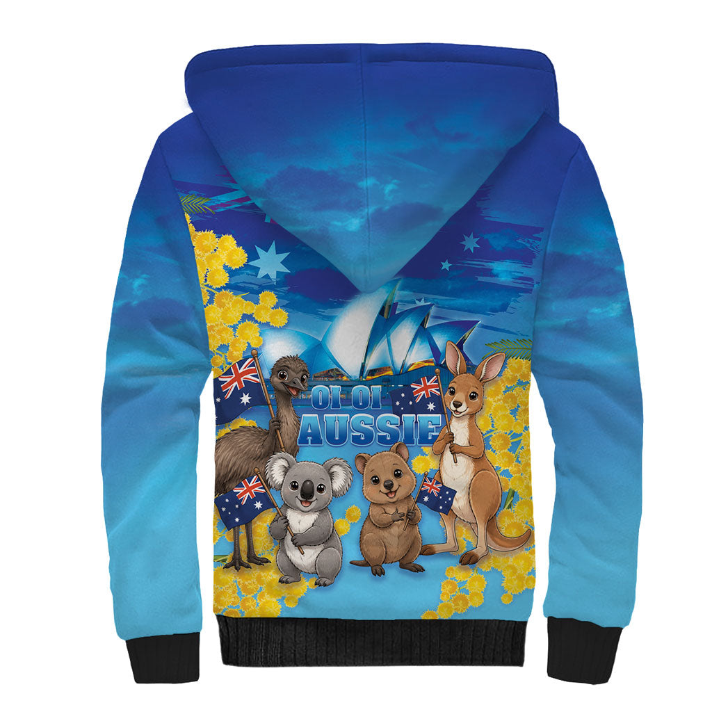 Happy Australia Flag Day Sherpa Hoodie Aussie Animals Grunge Style
