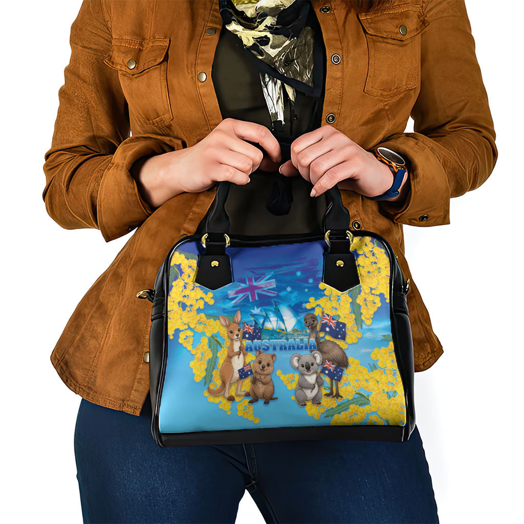 Happy Australia Flag Day Shoulder Handbag Aussie Animals Grunge Style