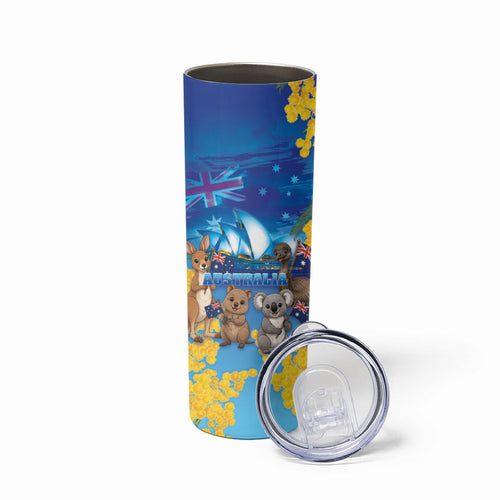 Happy Australia Flag Day Skinny Tumbler Aussie Animals Grunge Style