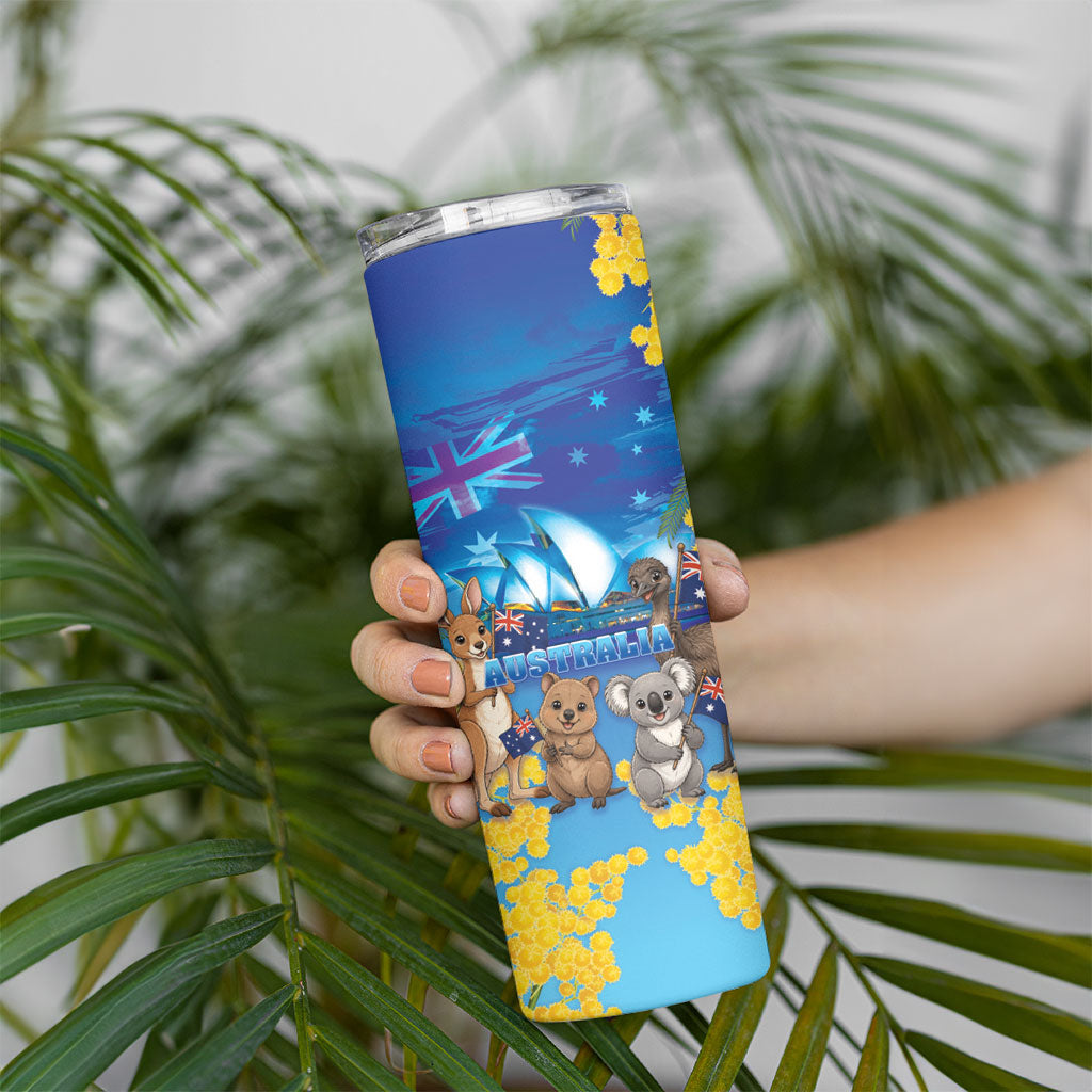Happy Australia Flag Day Skinny Tumbler Aussie Animals Grunge Style