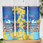 Happy Australia Flag Day Skinny Tumbler Aussie Animals Grunge Style