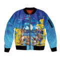 Happy Australia Flag Day Sleeve Zip Bomber Jacket Aussie Animals Grunge Style