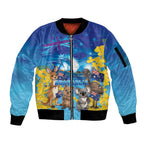 Happy Australia Flag Day Sleeve Zip Bomber Jacket Aussie Animals Grunge Style
