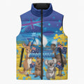 Happy Australia Flag Day Sleeveless Puffer Jacket Aussie Animals Grunge Style