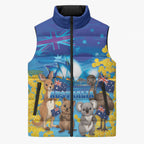 Happy Australia Flag Day Sleeveless Puffer Jacket Aussie Animals Grunge Style