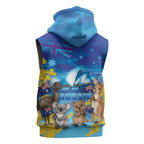Happy Australia Flag Day Sleeveless Zip Hoodie Aussie Animals Grunge Style