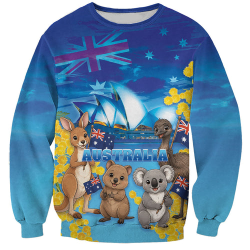Happy Australia Flag Day Sweatshirt Aussie Animals Grunge Style