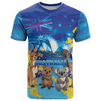 Happy Australia Flag Day T Shirt Aussie Animals Grunge Style