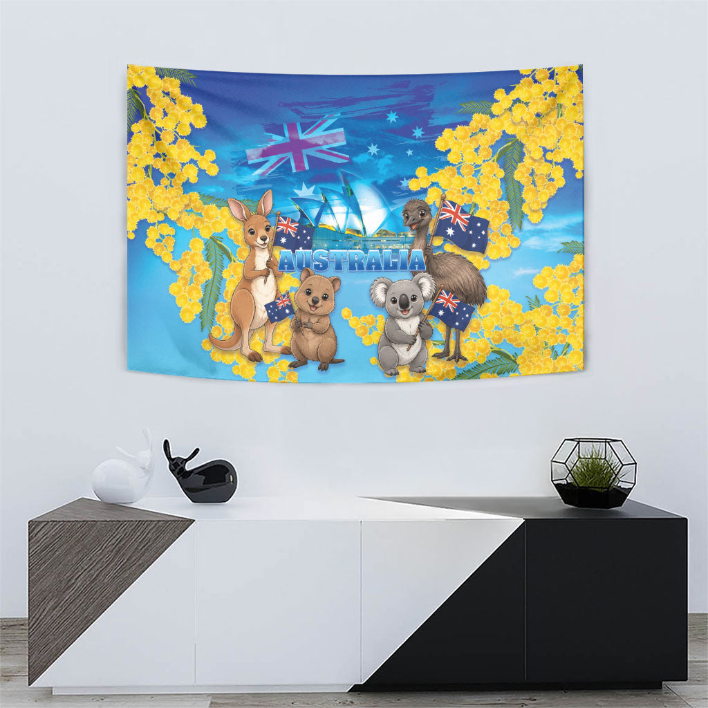 Happy Australia Flag Day Tapestry Aussie Animals Grunge Style