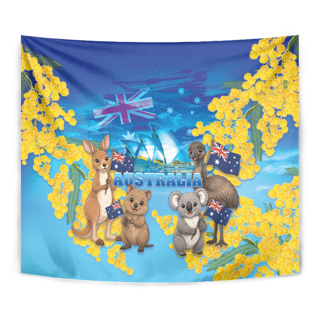 Happy Australia Flag Day Tapestry Aussie Animals Grunge Style