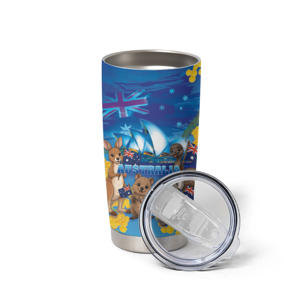 Happy Australia Flag Day Tumbler Cup Aussie Animals Grunge Style