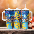Happy Australia Flag Day Tumbler With Handle Aussie Animals Grunge Style
