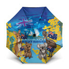 Happy Australia Flag Day Umbrella Aussie Animals Grunge Style