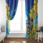 Happy Australia Flag Day Window Curtain Aussie Animals Grunge Style