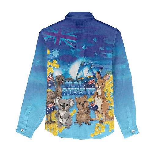 Happy Australia Flag Day Women Casual Shirt Aussie Animals Grunge Style