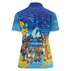 Happy Australia Flag Day Women Polo Shirt Aussie Animals Grunge Style