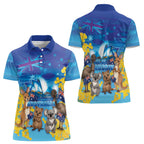 Happy Australia Flag Day Women Polo Shirt Aussie Animals Grunge Style