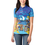 Happy Australia Flag Day Women Polo Shirt Aussie Animals Grunge Style