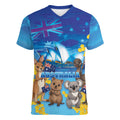 Happy Australia Flag Day Women V-Neck T-Shirt Aussie Animals Grunge Style