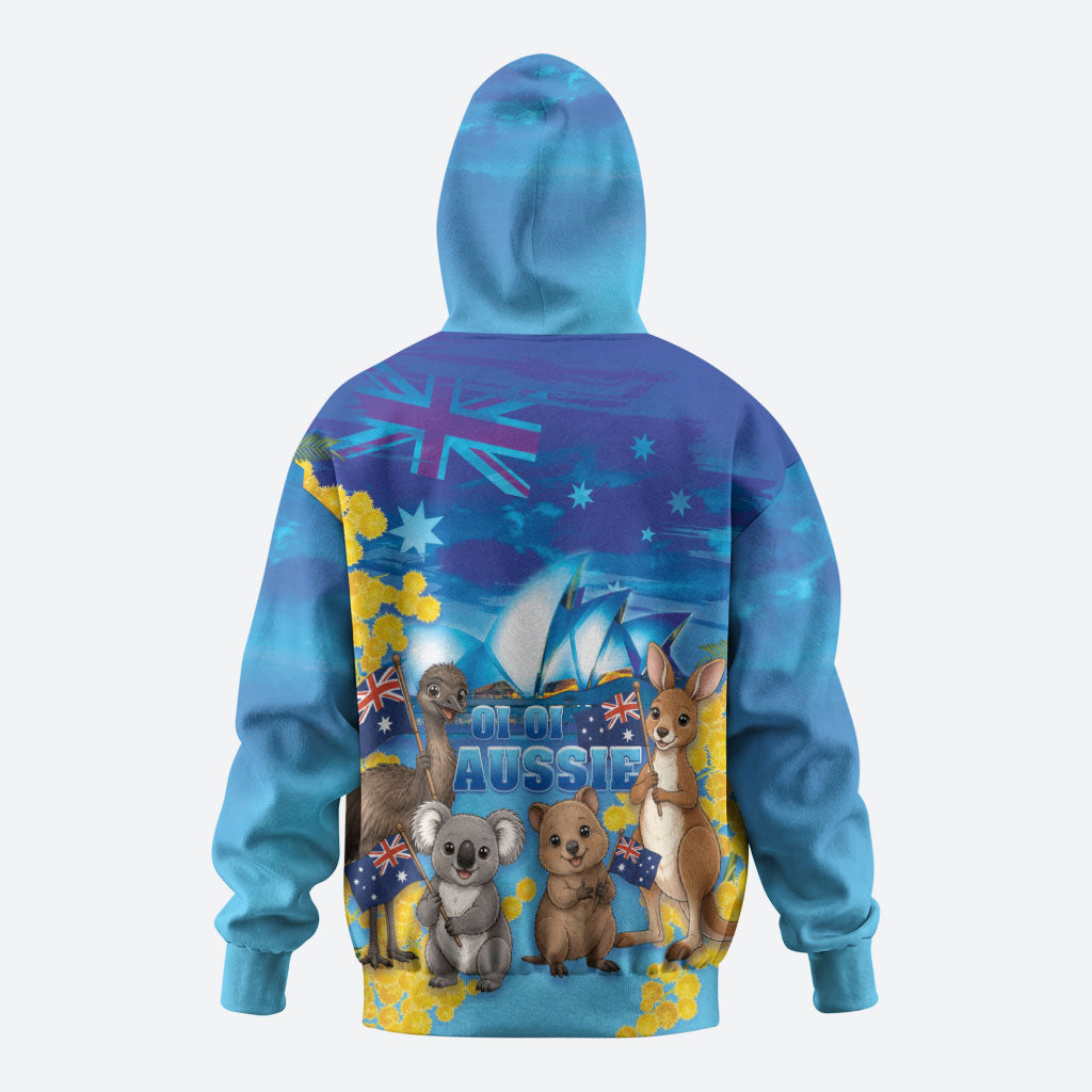 Happy Australia Flag Day Zip Hoodie Aussie Animals Grunge Style