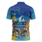 Happy Australia Flag Day Zipper Polo Shirt Aussie Animals Grunge Style