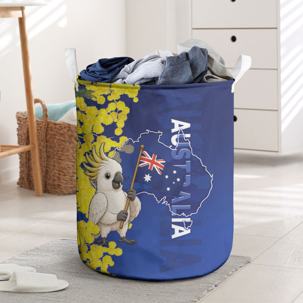 Australia Cockatoo Laundry Basket Aussie Flag With Golden Wattle