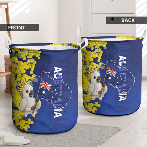 Australia Cockatoo Laundry Basket Aussie Flag With Golden Wattle
