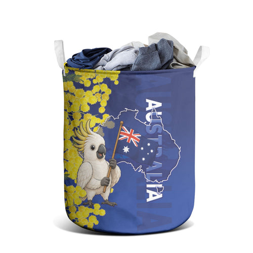 Australia Cockatoo Laundry Basket Aussie Flag With Golden Wattle