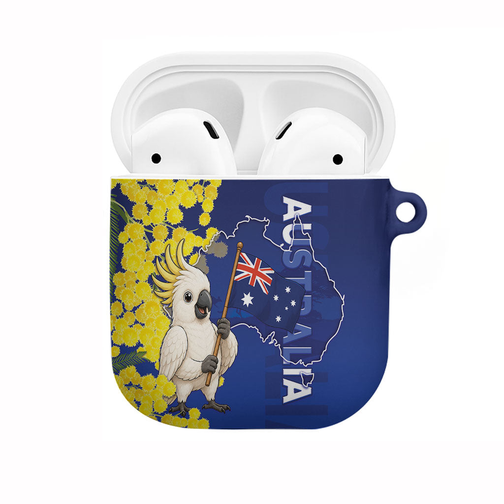 Australia Cockatoo AirPods Case Aussie Flag With Golden Wattle